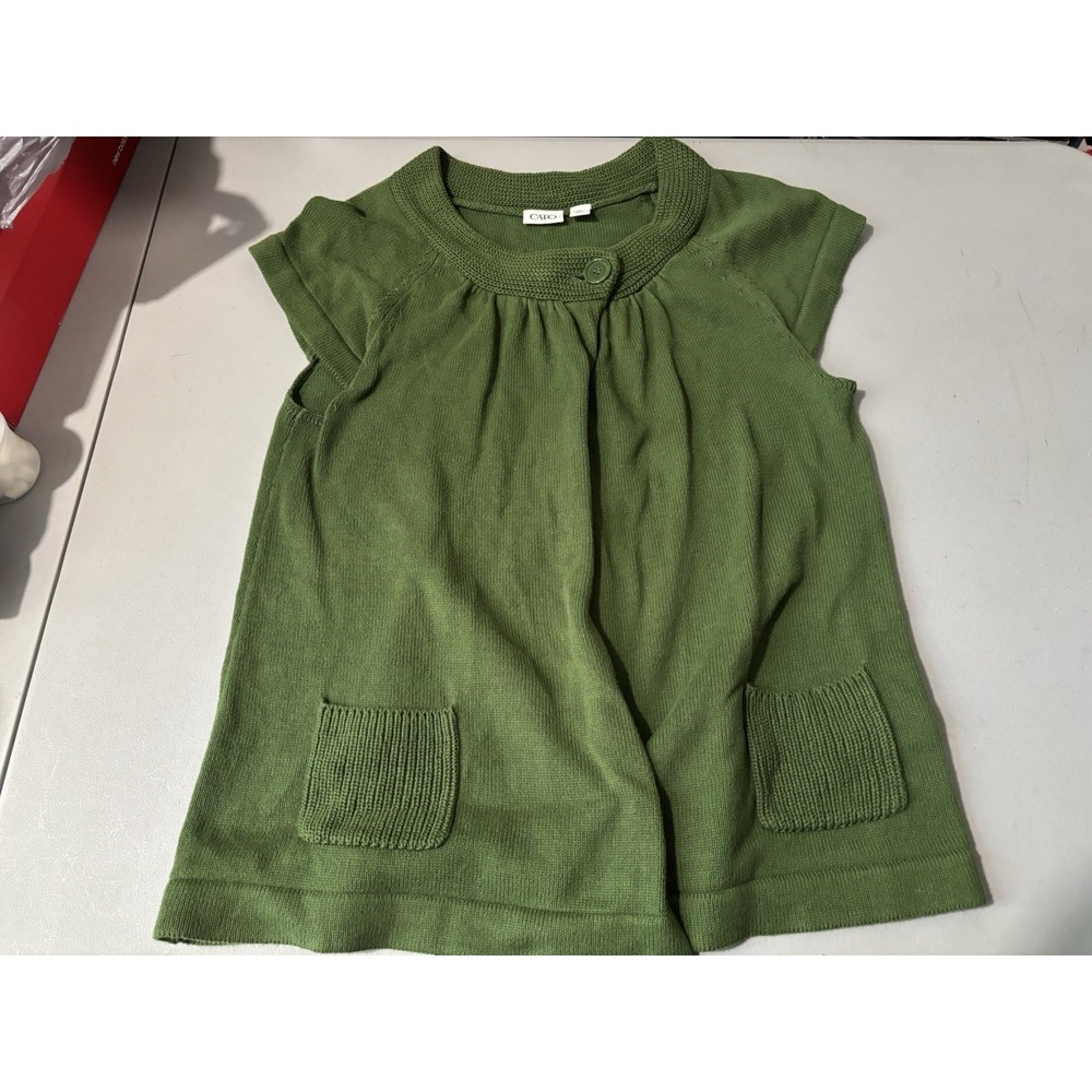 Cato Sweater Womens Adult Size M Green Sleeveless Fold Over Button